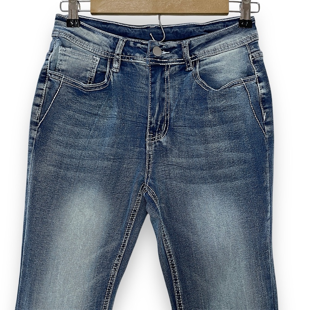 Wing and Arrow Embroidery Pockets Flared Denim Jeans Women's Small - Picture 6 of 14